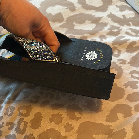 Yellow Box Women's Blue and Gold Sandals - Picture 7 of 9